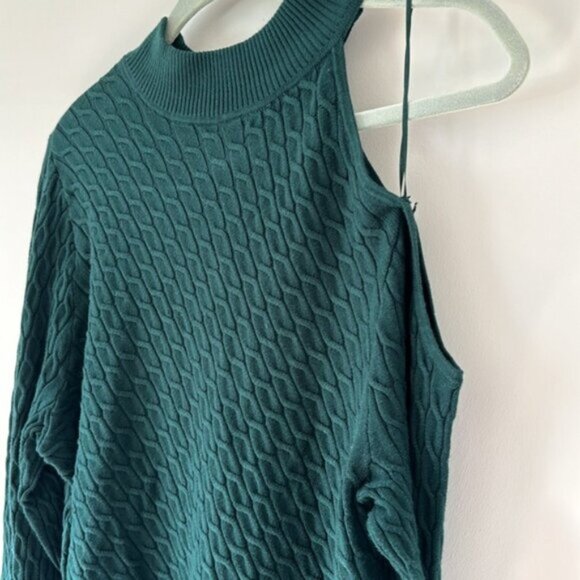 Addition Elle Women Forest Green Knit One Bare Shoulder Sweater Plus Size 1X - Picture 5 of 11